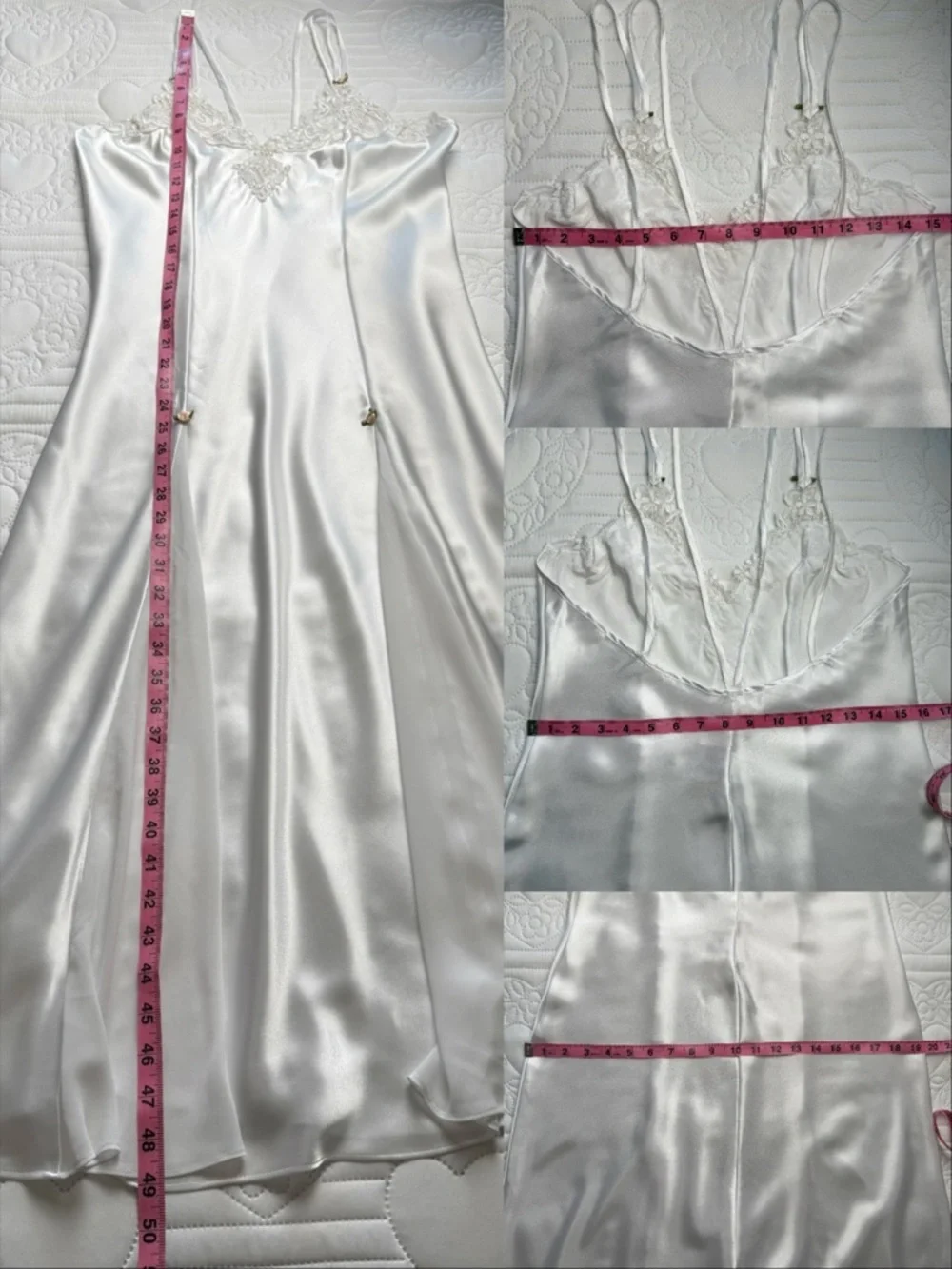 y2k Vintage White Rosette Double Strap Princess Nightgown Lingerie Dress Medium - Picture 10 of 10